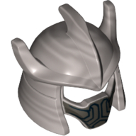 Helmet Trident Shaped with Face Mask with Black Lines Print (Shredder) Mattsilber