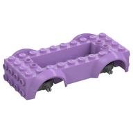Vehicle Base 4 × 10 × 2 1/2 with Mudguards, Wheel Pins and 6 × 2 Centre Recess with 3 Holes, Light Bluish Gray Wheel Holders Mittellavendel