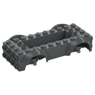 Vehicle Base 4 × 10 × 2 1/2 with Mudguards, Wheel Pins and 6 × 2 Centre Recess with 3 Holes, Light Bluish Gray Wheel Holders