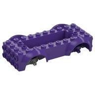 Vehicle Base 4 × 10 × 2 1/2 with Mudguards, Wheel Pins and 6 × 2 Centre Recess with 3 Holes, Light Bluish Gray Wheel Holders Dark Purple