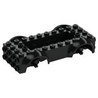 Vehicle Base 4 × 10 × 2 1/2 with Mudguards, Wheel Pins and 6 × 2 Centre Recess with 3 Holes, Black Wheel Holders
