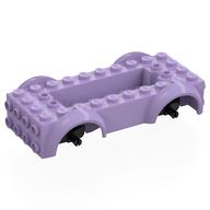 Vehicle Base 4 × 10 × 2 1/2 with Mudguards, Wheel Pins and 6 × 2 Centre Recess with 3 Holes, Black Wheel Holders Lavender