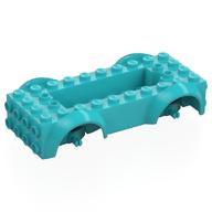 Vehicle Base 4 × 10 × 2 1/2 with Mudguards, Wheel Pins and 6 × 2 Centre Recess with 3 Holes, Medium Azure Wheel Holders Medium Azure