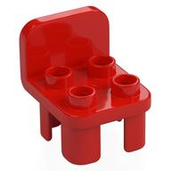 Duplo Chair with 4 Studs and Rounded Back Red
