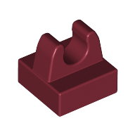 Tile Special 1 × 1 with Clip with Rounded Tips Dunkelrot