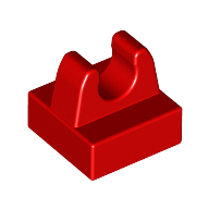 Tile Special 1 × 1 with Clip with Rounded Tips Red