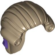 Hair Long Tied Back with Dark Purple Ribbon Print Dunkelbeige