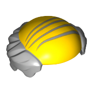 Hair, Bald Top with Light Bluish Gray Hair and Combover Lines Print Yellow