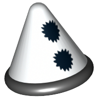 Hat, Cone with Black Band and Pom Poms Print Weiß