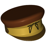 Hat, Captain's Cap with Black Symbol and Gold Stripe Print (Naboo Security Guard) Dark Brown