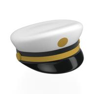 Hat, Captain's Cap with White Top, Gold Stripe, Dot print Black