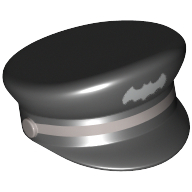 Hat, Captain's Cap with Silver Batman Logo and Braid Print Schwarz