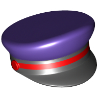 Hat, Captain's Cap with Red Stripe, Black Visor Print Dunkellila