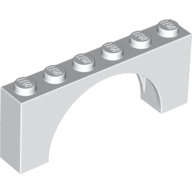 Brick Arch 1 × 6 × 2 - Very Thin Top without Reinforced Underside Weiß