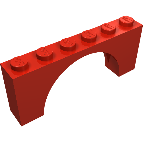 Brick Arch 1 × 6 × 2 - Very Thin Top without Reinforced Underside Rot