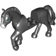Animal, Horse with Raised Leg, Moveable Head, Roached Mane, White Nose, Bright Blue Eyes print Black