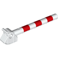 Duplo Train Barrier / Crossing Gate with Lever and Red Stripe Print White