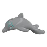 Animal, Dolphin, Jumping with Dark Turquoise Eyes, Spots print Light Bluish Gray