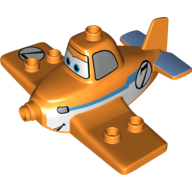 Duplo Airplane, with Dusty with Blue Trim and No. 7 Print Orange