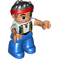 Duplo Figur mit Stachelhaar und rotem Stirnband, blaue Beine mit dunkelblauer Weste (bedruckt) (Jake)