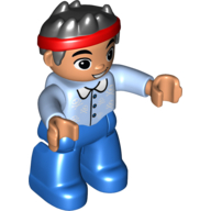 Duplo Figure with Spike Hair and Headband, with Shirt with Collar Print (Jake) Bright Light Blue