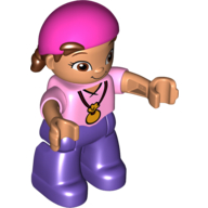Duplo Figure Child with Bandana Dark Pink, Necklace with Pouch Print (Izzy) Bright Pink