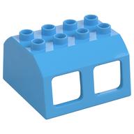 Duplo Train Locomotive Cabin Roof 2 × 4 Studs, 4 Medium Windows Medium Blue