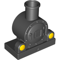 Duplo Train Steam Engine Front with Yellow Lights Print Black
