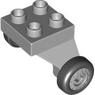 Duplo Airplane Landing Gear with 4 Studs on Top and 2 Wheels [Complete Assembly] Light Bluish Gray