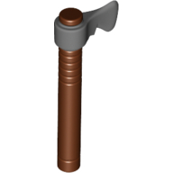 Weapon Tomahawk with Flat Silver Blade Reddish Brown