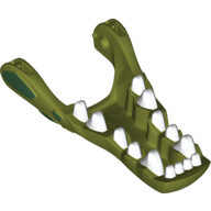 Large Figure Head Crocodile Lower Jaw with Teeth Print Olive Green