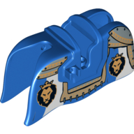 Animal / Creature Accessory, Horse Barding, Smooth Edge with Lion Heads and Gold Armor Plates Print Blue