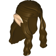 Hair Long Wavy with Braid and Light Nougat Elf Ears Print Dark Brown