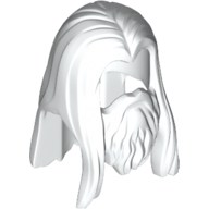 Hair with Beard, Long Straight with Centre Part Weiß