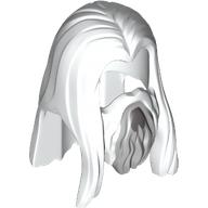 Hair and Beard, Long Straight with Centre Part, Light and Dark Bluish Gray Beard Highlights Print Weiß