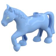 Duplo Animal Horse with one Stud and Raised Hoof with White Eyes print Leuchtendes Hellblau