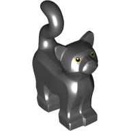 Animal, Cat, Standing New Style with Yellow Eyes and Dark Bluish Gray Nose and Mouth Print Schwarz