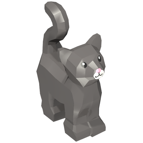 Animal, Cat, Standing New Style with White Muzzle and Bright Pink Nose Print Dunkelblaugrau