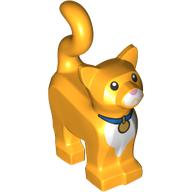 Animal, Cat, Standing New Style with White Chest, Blue Collar Print (Sox)