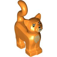 Animal, Cat, Standing New Style with Dark Tan Chest and Muzzle, Black Nose, Angry Print Orange