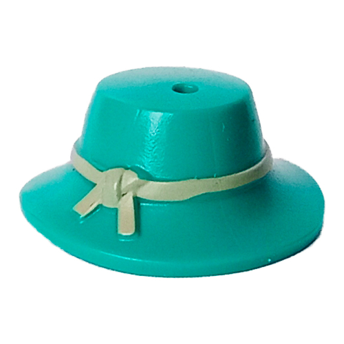 Hat Wide Brimmed with Knotted Tan Band Print Dark Turquoise