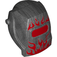 Helmet Welding with Red Visor, Red Flames print Pearl Titanium