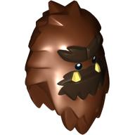 Minifig Head Special, Yeti with Shaggy Hair and Dark Brown Fur and Teeth Print Reddish Brown
