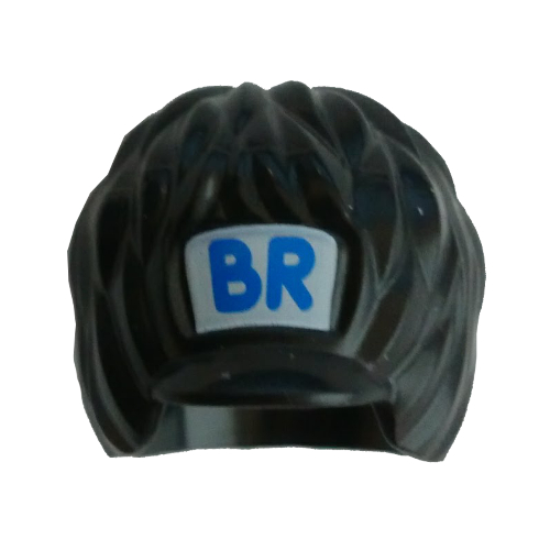 Hat Royal Guard Bearskin Short with Blue 'BR' on White Background Print Black