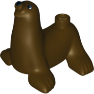 Duplo Tier Robbe mit Augen (bedruckt) und erhöhtem Rücken in Dunkelbraun
