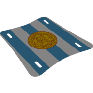 Duplo Boat Sail 11 × 12 with 3 Blue Stripes and Medallion with Gold Skull and Crossbones Print Transparent