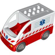Duplo Van Type 2 with Red Base and EMT Star of Life Print (Ambulance) White