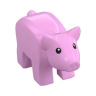 Tier, Schwein / Ferkel, klein mit schwarzen Augen und weißen Pupillen (bedruckt) in Leuchtrosa