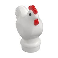 Animal, Chicken with Red Comb Pattern, Black Eyes, White Pupil print White
