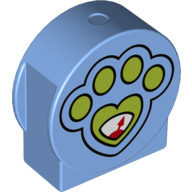 Duplo Brick 1 × 3 × 2 Round Top, Cut Away Sides with Paw Print Mittelblau
